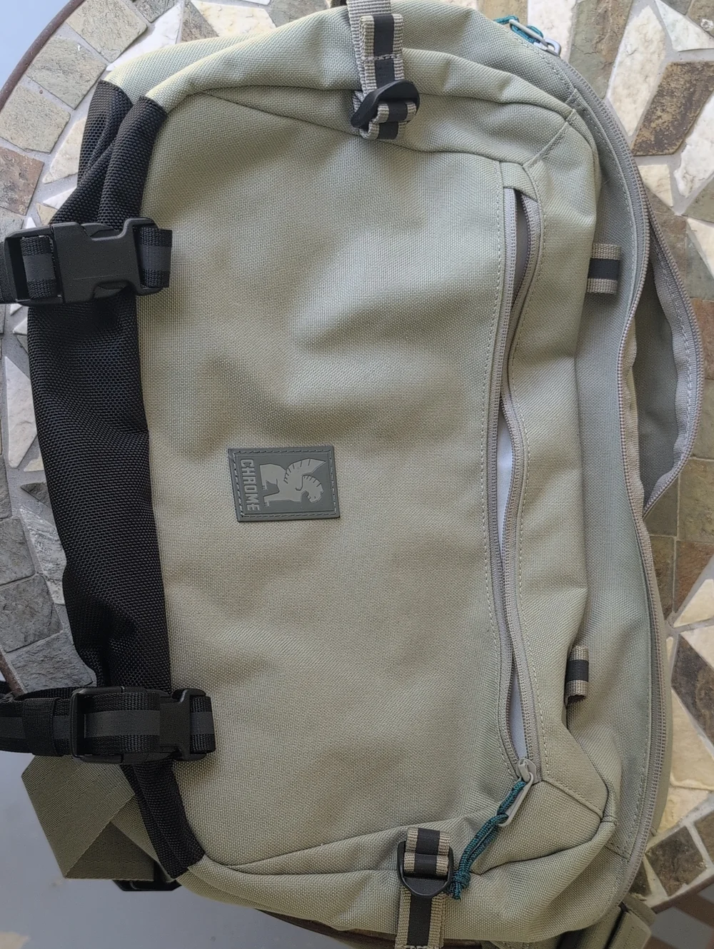 Chrome Sage Green Messenger Bag with Secure Buckle Straps